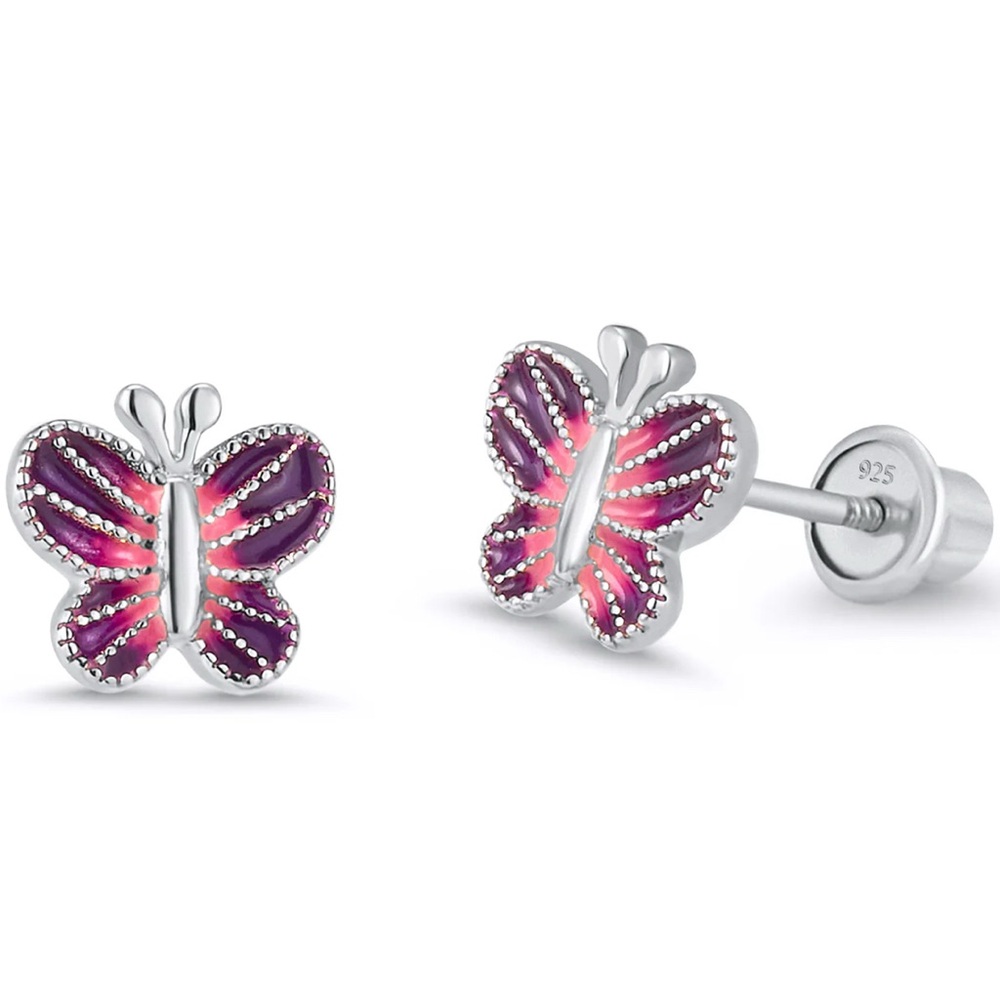NWT Lovearing Sterling Silver Baby Girl Butterfly Pierced Earrings